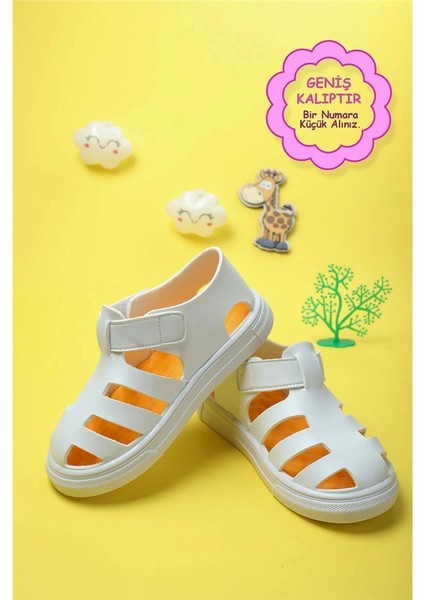 Unisex Cırtlı Esnek Taban Tam Ortapedik Dayanıklı Geniş Kalıp Çocuk Spor Sandalet Terlik