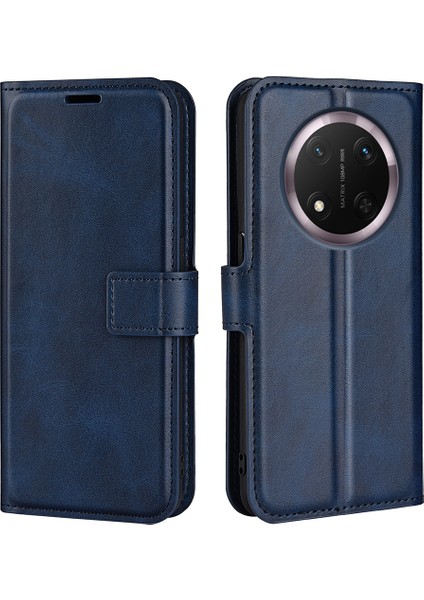 Honor Magic7 Lite 5g Standlı Kılıf Çizilmez Buzağı Dokulu Deri Telefon Kapağı (Yurt Dışından)