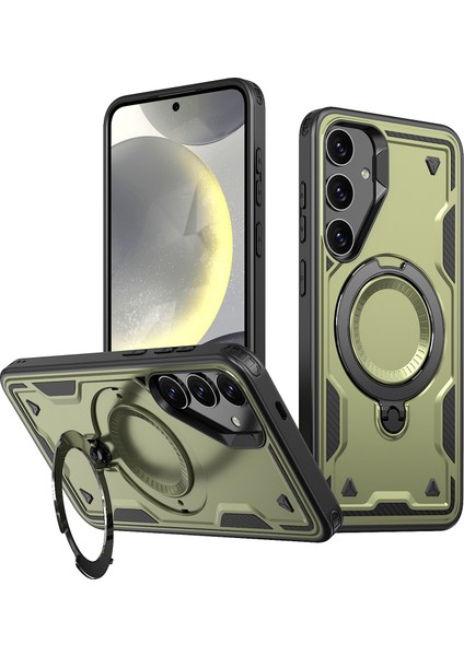 Samsung Galaxy S25 / S24 Askeri Koruma Pc+Tpu Kickstand Telefon Kılıfı Magsafe ile Uyumlu (Yurt Dışından)
