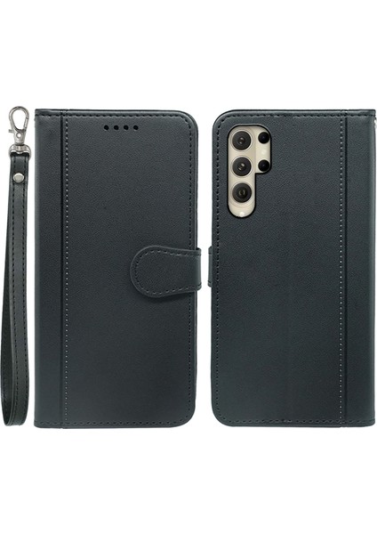 Samsung Galaxy S25 Ultra Cüzdan Manyetik Snap Deri Telefon Kılıfı Askılı (Yurt Dışından)