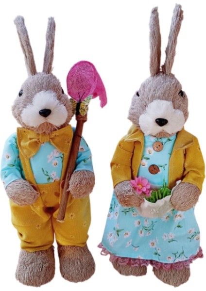 2 Paskalya Çöp Tavşanı Ev I Için Heykelcik Heykelcik (Yurt Dışından)