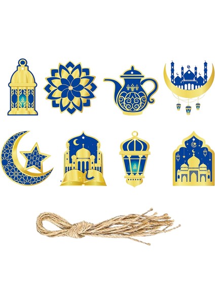 8pcs Eid Al Dekoratif Etiketler Mavi Için Eid Mü (Yurt Dışından)