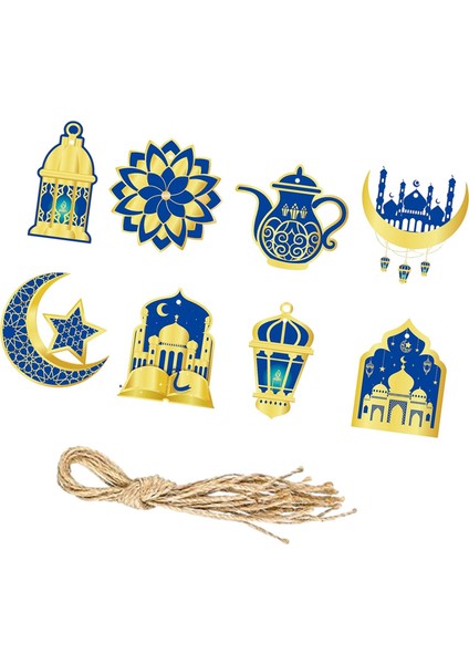 8pcs Eid Al Dekoratif Etiketler Mavi Için Eid Mü (Yurt Dışından) modelleri