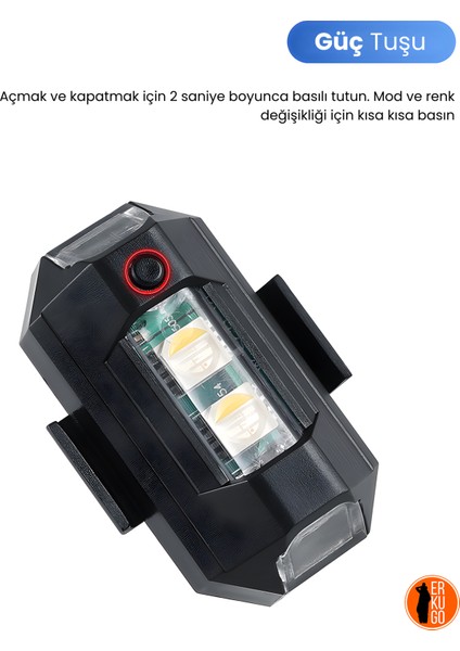 2 Adet Şarjlı Mini LED Işık/motor Çakar Led/drone Işığı/anti Çarpışma Uyarı Işığı
