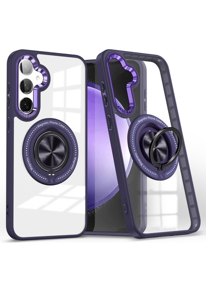 Samsung Galaxy S25 / S24 Manyetik Kılıf Halkası Kickstand Pc + Tpu Düşmeyi Önleyici Telefon Kapağı (Yurt Dışından)