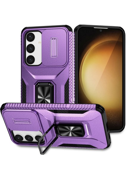 Samsung Galaxy S25 / S24 Cam Kalkanı Kickstand Tpu+Pc Kaymaz Telefon Kapağı (Yurt Dışından)