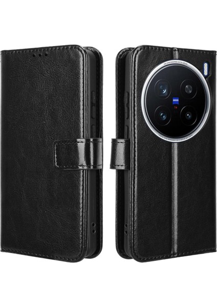 Vivo X200 Pro 5g Crazy Horse Doku Pu Deri Telefon Cüzdan Kapağı (Yurt Dışından)
