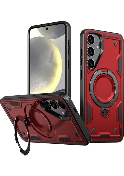 Samsung Galaxy S25 / S24 Askeri Koruma Pc+Tpu Kickstand Telefon Kılıfı Magsafe ile Uyumlu (Yurt Dışından)