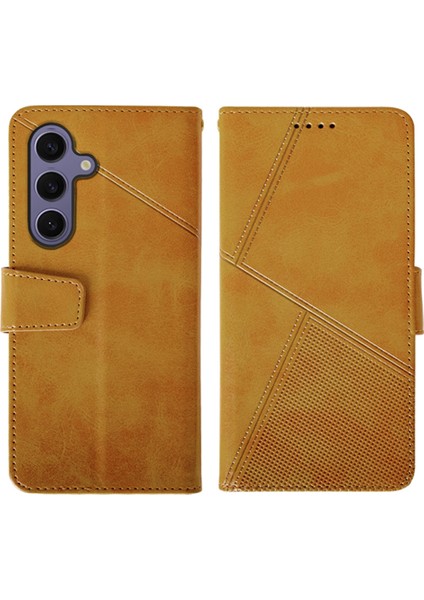 Samsung Galaxy S25 Plus Deri Cüzdan Telefon Kılıfı Standı Buzağı Dokusu (Yurt Dışından)