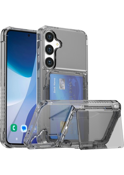 Samsung Galaxy S25 Şeffaf Kılıf Pc + Tpu Telefon Kapak Kartı Tutucu Kickstand (Yurt Dışından)