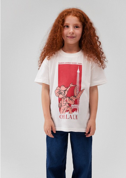 Bugs Bunny Baskılı Beyaz T-Shirt 7610250-70057