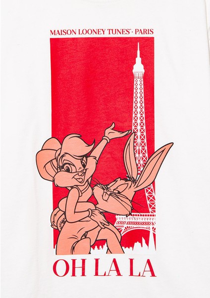Bugs Bunny Baskılı Beyaz T-Shirt 7610250-70057