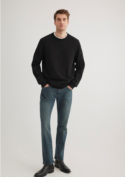 Bisiklet Yaka Siyah Sweatshirt 0S10329-900