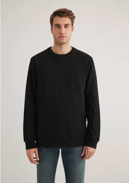 Bisiklet Yaka Siyah Sweatshirt 0S10329-900