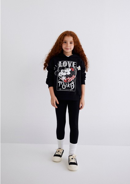 M7S10082-900 Kız Çocuk Mınnıe Baskılı Kapüşonlu Sweatshirt