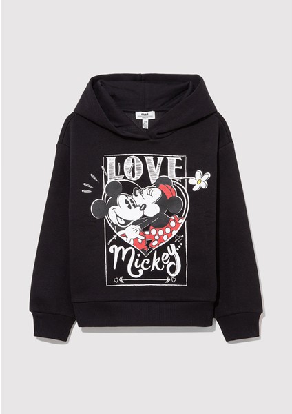 M7S10082-900 Kız Çocuk Mınnıe Baskılı Kapüşonlu Sweatshirt
