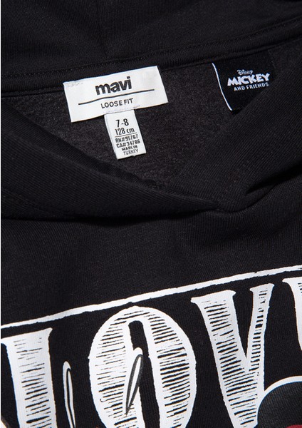 M7S10082-900 Kız Çocuk Mınnıe Baskılı Kapüşonlu Sweatshirt