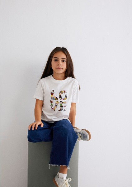 Snoopy Baskılı Beyaz T-Shirt 7610243-70057
