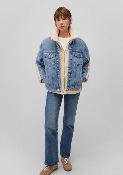 Rubina 90lar Açık Mavi Suni Kürklü Jean Ceket 1110278-88589 fiyatları