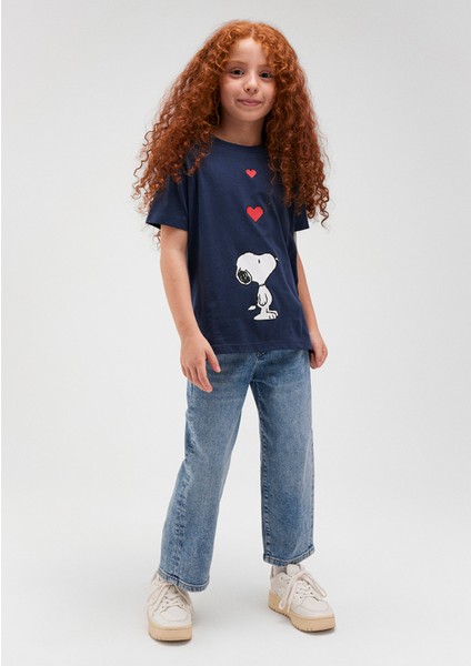 Snoopy Baskılı Lacivert T-Shirt 7610242-70488