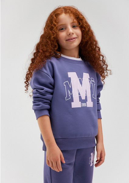 Logo Baskılı Mor Sweatshirt 7S10050-70661
