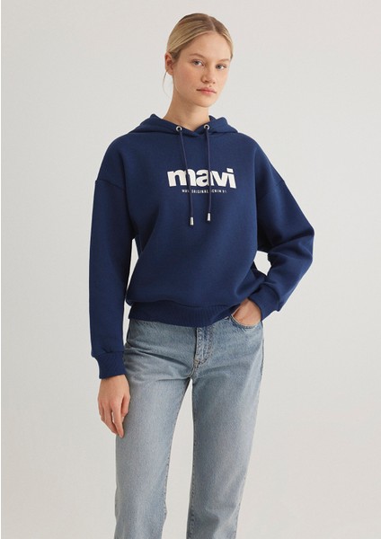 Mavi Logo Baskılı Kapüşonlu Lacivert Sweatshirt 168334-70488 fiyatları