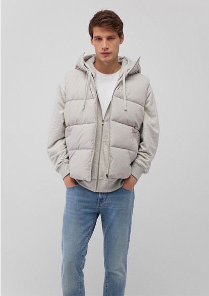 Kapüşonlu Açık Gri Şişme Yelek 0110089-70075