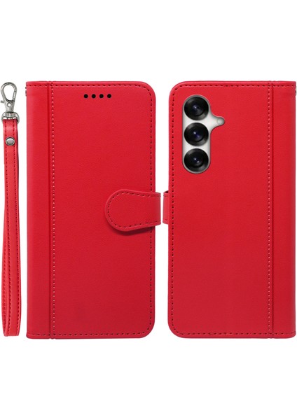 Samsung Galaxy S25 Plus Cüzdan Manyetik Yapış Deri Telefon Kılıfı Askılı (Yurt Dışından)