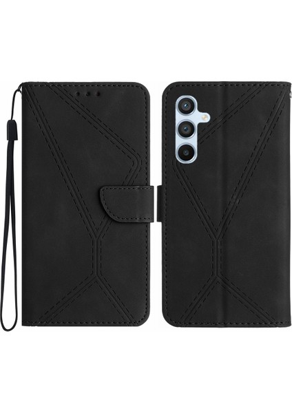 Samsung Galaxy S25 Plus Cilt Temaslı Hatlar Pu Deri Çevirmeli Telefon Kapağı (Yurt Dışından)