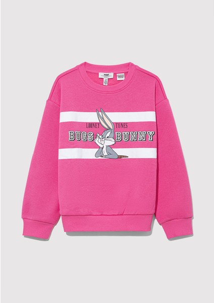 Bugs Bunny Baskılı Pembe Sweatshirt 7S10072-71095