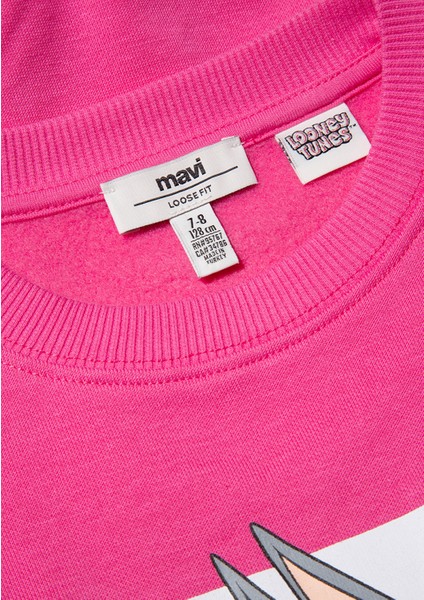 Bugs Bunny Baskılı Pembe Sweatshirt 7S10072-71095