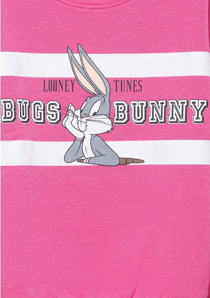 Bugs Bunny Baskılı Pembe Sweatshirt 7S10072-71095