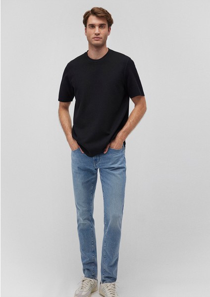Dokulu Siyah Basic Tişört 0610277-900