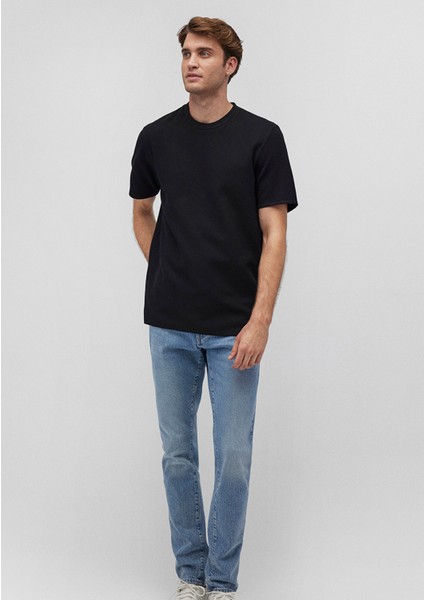 Dokulu Siyah Basic Tişört 0610277-900