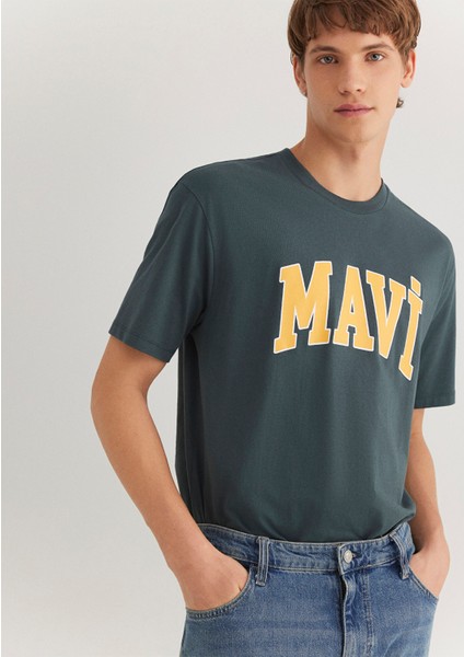 Mavi Logo Baskılı Yeşil Tişört 0611711-71598