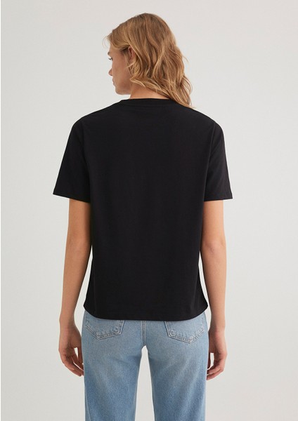 Bisiklet Yaka Siyah Basic Tişört 1600955-900 indirimleri
