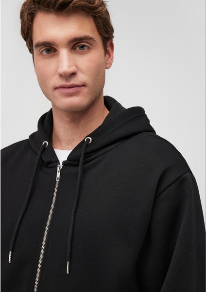 Kapüşonlu Fermuarlı Siyah Basic Sweatshirt 0S10277-900 indirimleri