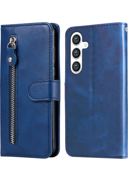 Samsung Galaxy S25 Plus Fermuarlı Cüzdan Buzağı Dokulu Pu Deri Telefon Kılıfı (Yurt Dışından)