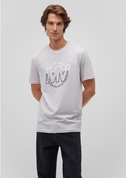 Mavi Logo Baskılı Gri Tişört 0610309-80618