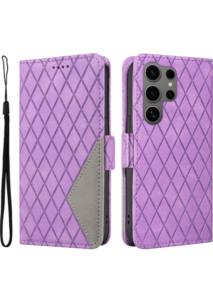 Samsung Galaxy S25 Ultra Eşkenar Dörtgen Pu Deri Flip Cüzdan Telefon Kılıfı (Yurt Dışından)