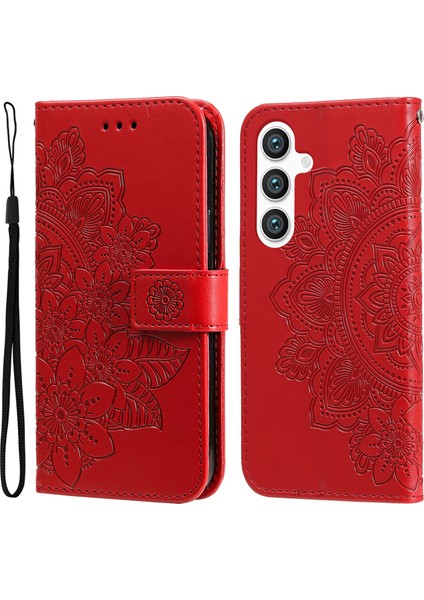 Samsung Galaxy S25 Plus Pu Deri Cüzdan Çiçekli Telefon Kılıfı (Yurt Dışından)