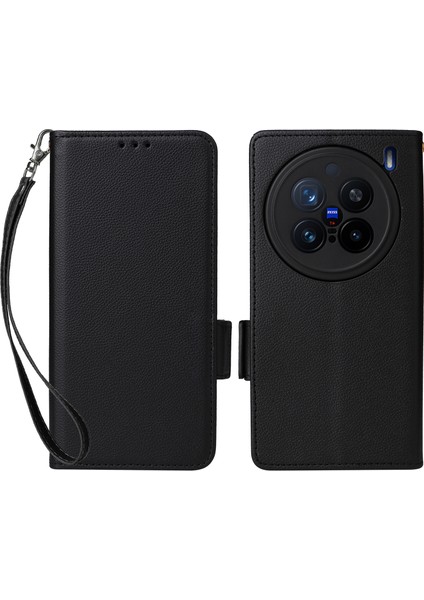 Vivo X200 Pro 5g Litchi Doku Pu Deri Cüzdan Çevirme Telefon Kapağı (Yurt Dışından)