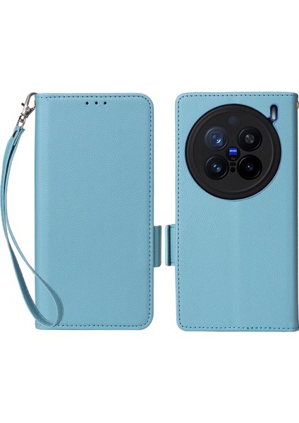 Vivo X200 Pro 5g Litchi Doku Pu Deri Cüzdan Çevirme Telefon Kapağı (Yurt Dışından)