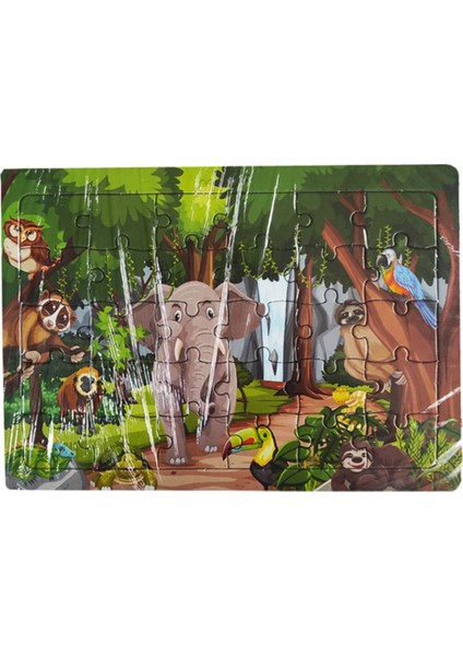 2 Adet 30 Parça Karton Yapboz Puzzle 4-5 Yaş - Orman ve Köpek Kulübesi - 27 x 19 cm -1