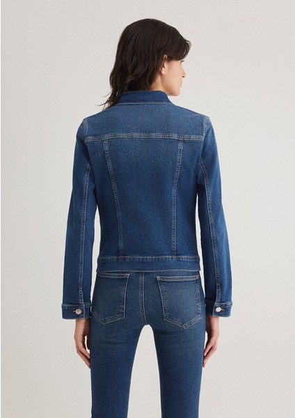 Kadın Daisy 90 s Zımparalı Mavi Jean Ceket 1113632061