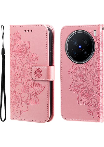Vivo X200 Pro 5g Pu Deri Cüzdan Çiçekli Telefon Kapağı (Yurt Dışından)