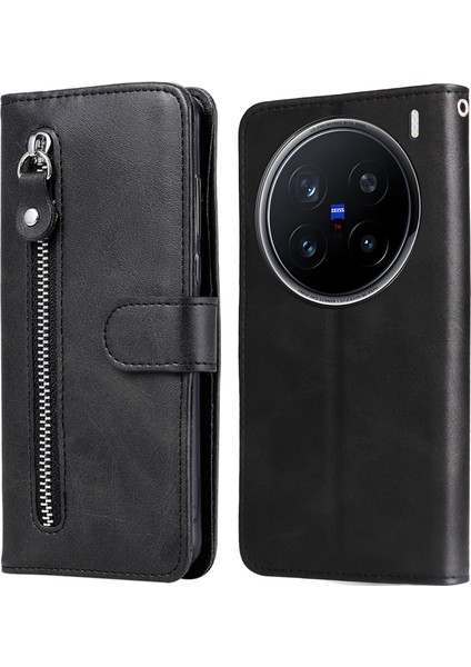 Vivo X200 Pro 5g Fermuar Cüzdan Buzağı Dokusu Pu Deri Telefon Kapağı (Yurt Dışından)