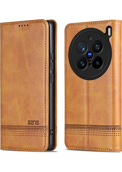 Vivo X200 Pro 5g Sığır Derisi Doku Pu Deri Cüzdan Telefon Kapağı (Yurt Dışından)