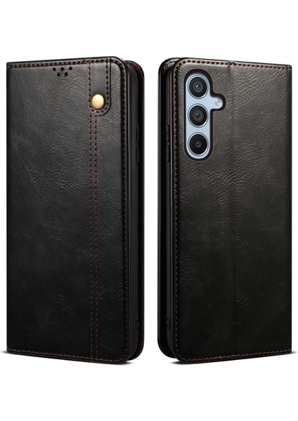 Samsung Galaxy S25 Plus Crazy Horse Dokulu Mumlu Deri Cüzdan Standlı Telefon Kapağı (Yurt Dışından)