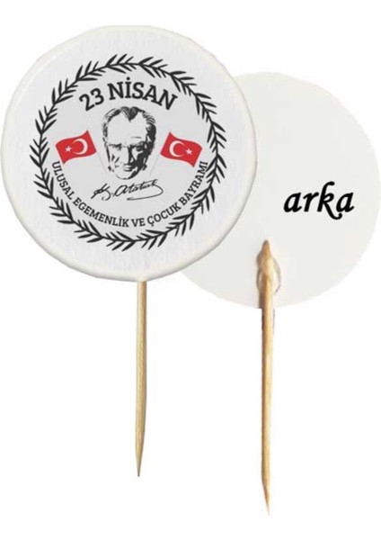 20 adet 23 nisan çocuk bayramı baskılı pasta kürdanı 6,5 cm -3